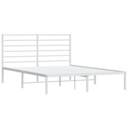 Berkfield Metal Bed Frame With Headboard White 135X190 Cm 4Ft6 Double - thumbnail 5