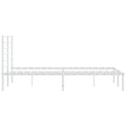 Berkfield Metal Bed Frame With Headboard White 135X190 Cm 4Ft6 Double - thumbnail 7