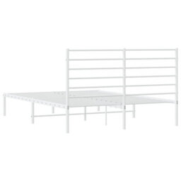 Berkfield Metal Bed Frame With Headboard White 135X190 Cm 4Ft6 Double - thumbnail 8