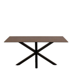 Wyld Haus Perth 160Cm 6-Seater Brown Ceramic Dining Table With Black Metal Legs - thumbnail 3