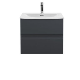 Hudson Reed Urban Soft Black Wall Hung 2 Drawer Vanity Unit And Worktop With Silent Close, 518 X 610 X 390 - thumbnail 2