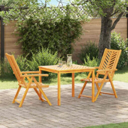 Berkfield Garden Dining Set 3 Pcs Brown 90 X 90 X 74 Cm Solid Acacia Wood - thumbnail 1