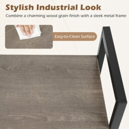 Gainoom 3-Tier Industrial Grey Bookshelf 42 Cm Width Wooden Open Bookcase With Metal Frame - thumbnail 5