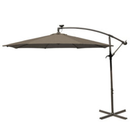 Sundaze 3M Taupe Garden Banana Parasol Cantilever Umbrella Led Solar Patio W/ Base & Cover - thumbnail 2