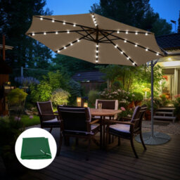 Sundaze 3M Taupe Garden Banana Parasol Cantilever Umbrella Led Solar Patio W/ Base & Cover - thumbnail 1