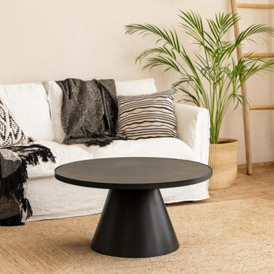 Wyld Haus Hamburg Round Black Ceramic Coffee Table Steel Pillar Base - image 1