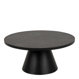 Wyld Haus Hamburg Round Black Ceramic Coffee Table Steel Pillar Base - thumbnail 3