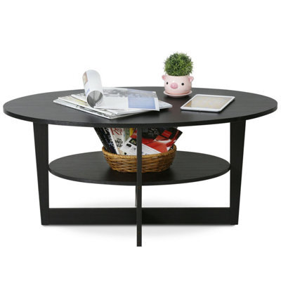 Walplus Furinno Jaya 15020Wn Oval Coffee Table, Walnut - image 1