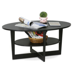 Walplus Furinno Jaya 15020Wn Oval Coffee Table, Walnut - thumbnail 3