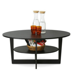 Walplus Furinno Jaya 15020Wn Oval Coffee Table, Walnut - thumbnail 4