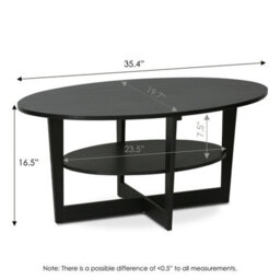 Walplus Furinno Jaya 15020Wn Oval Coffee Table, Walnut - thumbnail 2