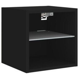 Berkfield Tv Wall Cabinet With Led Lights Black 30X28.5X30 Cm - thumbnail 7