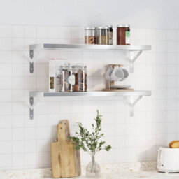 Berkfield Wall Shelves 2 Pcs 75X23.5X3 Cm Silver Stainless Steel