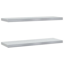 Berkfield Wall Shelves 2 Pcs 75X23.5X3 Cm Silver Stainless Steel - thumbnail 2