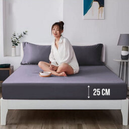 Ameha Plain Microfiber Fitted Sheet 25Cm Deep Pocket-Hypoallergenic Easy Care Charcoal Fitted Sheets Uk Single (91X190Cm) - thumbnail 8