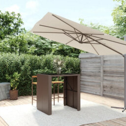 Berkfield Bar Table With Glass Top Brown 105X80X110 Cm Poly Rattan
