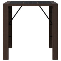 Berkfield Bar Table With Glass Top Brown 105X80X110 Cm Poly Rattan - thumbnail 3