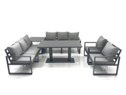 Fimous Garden Sofa Set Aluminium Furniture Rising Dining Tabe Set With 2 Chair Side Table Dark Grey - thumbnail 1