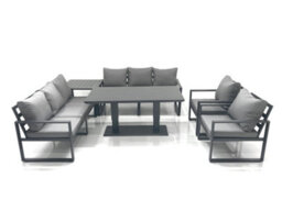 Fimous Garden Sofa Set Aluminium Furniture Rising Dining Tabe Set With 2 Chair Side Table Dark Grey - thumbnail 2