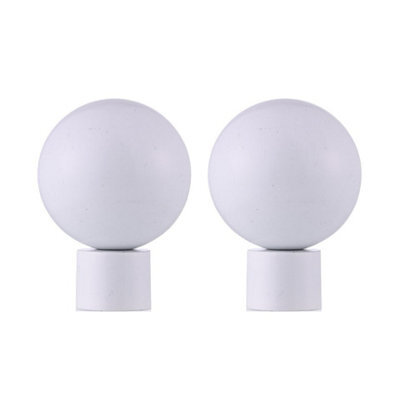 Lister Cartwright 19mm Curtain Pole Ends Finials Pack Of 2 Adjustable Screws Available In Colours White (Metal Ball Finials)