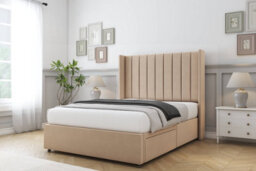 "Sloomy Falcon Pebble Plush Divan Bed Base No Drawers With 54"" Wingback Headboard 4'6 Double" - thumbnail 3