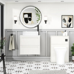 Royal Bathrooms Royal Bathroom Elmore 600mm Classic White Wall Mounted Bathroom Vanity Unit 2 Drawer Plain White Worktop With Lyon Basin - thumbnail 5