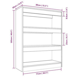 Berkfield Book Cabinet/room Divider Smoked Oak 80X30X103 Cm Engineered Wood - thumbnail 7