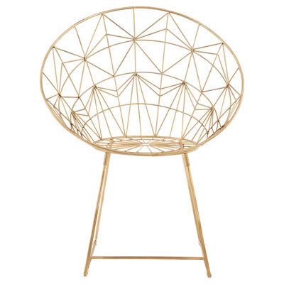 Orsina Handcrafted Gold Iron Design Chair, Geometric Design Accent Chair For Livingroom, Stylish Livingroom Chair - image 1