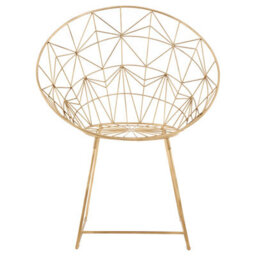 Orsina Handcrafted Gold Iron Design Chair, Geometric Design Accent Chair For Livingroom, Stylish Livingroom Chair - thumbnail 1