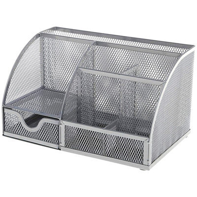 Q-Connect Curved Desktop Organiser Silver - image 1