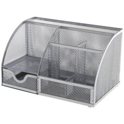 Q-Connect Curved Desktop Organiser Silver - thumbnail 1