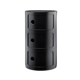Living And Home Black Cylindrical Multi Tiered Plastic Bedside Storage Drawers Unit Drawer Bedside Chest 58Cm H - thumbnail 3