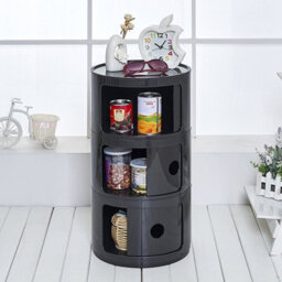Living And Home Black Cylindrical Multi Tiered Plastic Bedside Storage Drawers Unit Drawer Bedside Chest 58Cm H - thumbnail 2