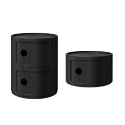 Living And Home Black Cylindrical Multi Tiered Plastic Bedside Storage Drawers Unit Drawer Bedside Chest 58Cm H - thumbnail 5