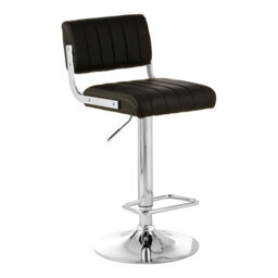 Orsina Black Channel Design Seat Bar Stool, Adjustable Height Kitchen Bar Stool, Footrest Swivel Barseat - thumbnail 2