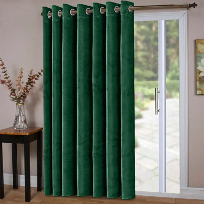 Oxford Homeware Eyelet Velvet Curtains Emerald Green Fully Lined Blackout Thermal Insulated Curtain (W)168Cmx(L)213Cm Single Panel - image 1
