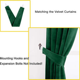 Oxford Homeware Eyelet Velvet Curtains Emerald Green Fully Lined Blackout Thermal Insulated Curtain (W)168Cmx(L)213Cm Single Panel - thumbnail 4