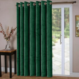 Oxford Homeware Eyelet Velvet Curtains Emerald Green Fully Lined Blackout Thermal Insulated Curtain (W)168Cmx(L)213Cm Single Panel