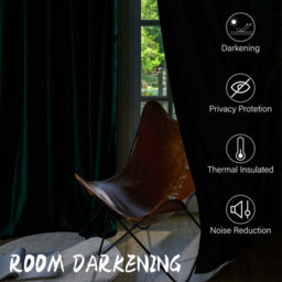 Oxford Homeware Eyelet Velvet Curtains Emerald Green Fully Lined Blackout Thermal Insulated Curtain (W)168Cmx(L)213Cm Single Panel - thumbnail 3