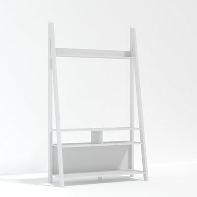LPD Tiva White Ladder Tv Unit - Sleek Leaning Design With Spacious Media Display & Shelving W 105 X L 38.6 X H 175.4 Cm - image 1