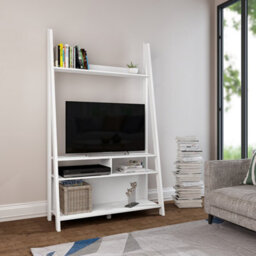 LPD Tiva White Ladder Tv Unit - Sleek Leaning Design With Spacious Media Display & Shelving W 105 X L 38.6 X H 175.4 Cm - thumbnail 5
