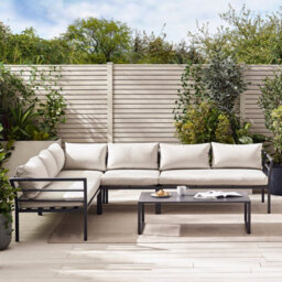 Furniturebox Montenegro Corner Garden Sofa Set, Grey Aluminium Garden Corner Sofa, 6 Seater Outdoor Sofa, Coffee Patio Set +Cover - thumbnail 2
