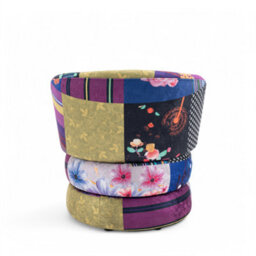 Accent Swivel Chair In Multicoloured Patchwork Fabric - thumbnail 5