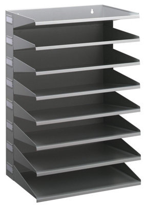 Durable 8 Compartment Labelled Metal Document Filing Letter Tray - A4 Grey - image 1