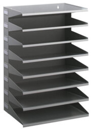 Durable 8 Compartment Labelled Metal Document Filing Letter Tray - A4 Grey - thumbnail 1