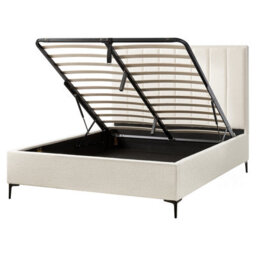 Beliani Ottoman Bed Boucle Sezanne 160 X 200 Cm (Eu King Size) Off-White - thumbnail 4
