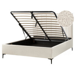 Beliani Ottoman Bed Boucle Sezanne 160 X 200 Cm (Eu King Size) Off-White - thumbnail 1