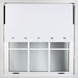 Furnished Blackout Roller Blinds With Square Eyelets And Metal Fittings- White Trimmable (W)100Cm (L)165Cm - thumbnail 1