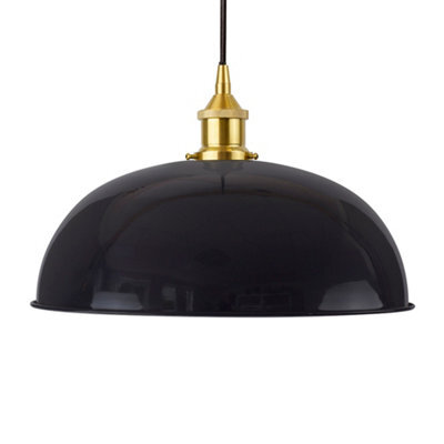 Navy Blue Worcester Painted Dome Pendant Light With Polished Brass Lamp Holder And Black Round Cable - Se Home - image 1