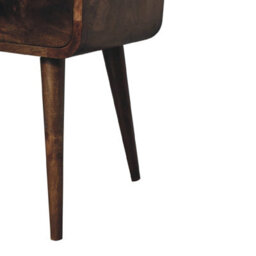 Wyld Haus Peschiera Mini Curved Bedside Table, Grey-Washed Mango Wood, 2-Drawer Compact Nightstand - thumbnail 3